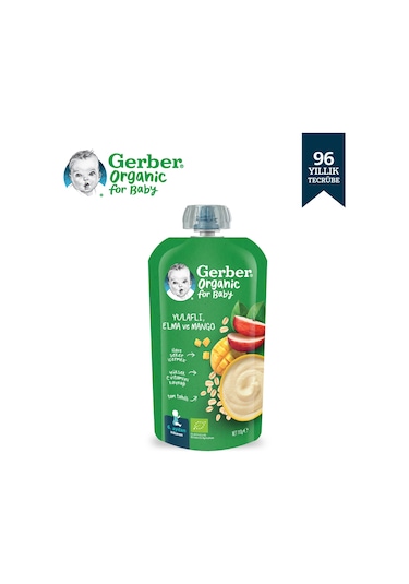 Gerber Organik Yulaflı Elma ve Mango Püresi 110g  x 2 Adet
