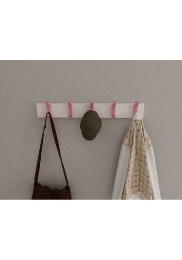 Hepsi3boyutlu Modern Duvar & Kapı Kanca Askılık - 5 Adet Pembe Kanca Askılık - Model No : 2 Pembe