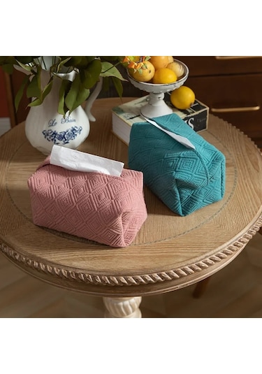 Mavi-iskandinav Taklit Kenevir Doku Kutusu Mendil Seti Bez Çizim Kağıt Torba Araba Ev Salonu Peçete Saklama Kutusu