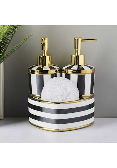 Perotti 16711 Maura Nero 2'li Porselen Sıvı Sabunluk Seti