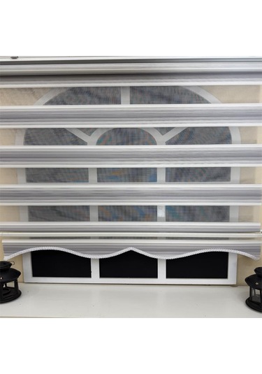 Storburada Gri Renk Geçişli Zebra Stor Perde Etek Dilimli Gri