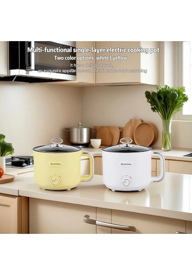 Honeybeeshop Beyaz 1 8l Tek Katmanli Elektrikli Pisirme Makinesi Zarif Gorus Kompakt Kapasite Uc Yemek Icin Bir Tencere Iki Kisi
