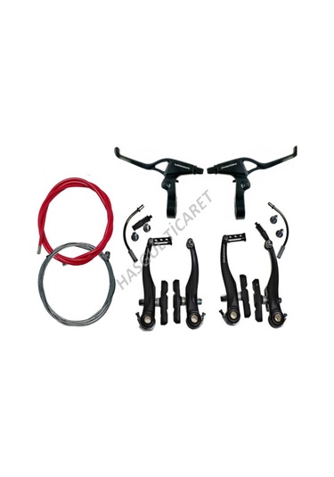 Hsgl Bisiklet Siyah Full Aluminyum Promax V-Fren Kırmızı Fren Dış