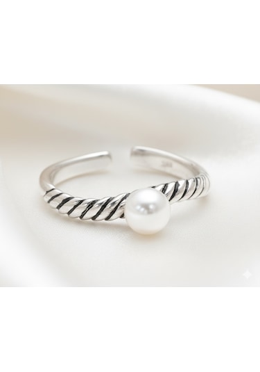 İnci Sarmal Gümüş Yüzük Gümüş
