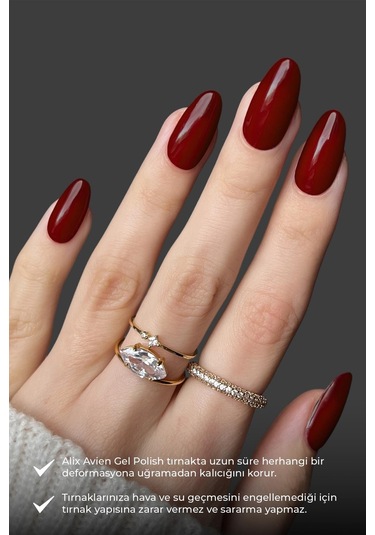 Alix Avien Koyu Kırmızı Kalıcı Oje 100-yoğun Renk Veren Jel Oje 12 Ml-nail Uv Gel Polish 100