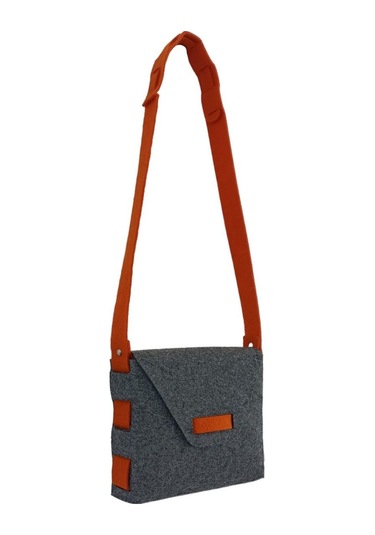 Kız Çocuk Omuz Çantası Keçe Sağlıklı Dikişsiz Etkinlik Günlük Çanta Gri-turuncu Gri