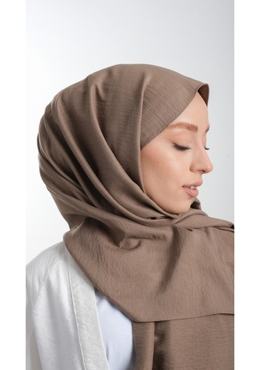 Hürrem Bone 202105_38 Pamuk Düz Klasik Caz Şal Koyu Vizon