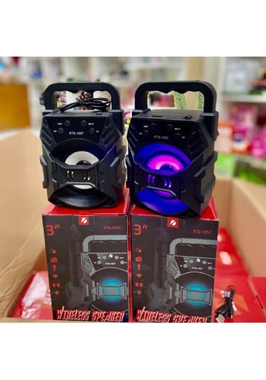 Bukrem Store Kts-1057 Bluetooth Taşınabilir Hoparlör 3 Led Işıklı, Fm Radyolu, Şarjlı Ses Bombası