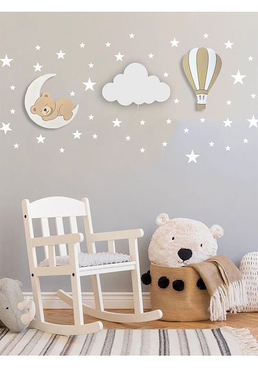 Bugybagy Ayıcık Bulut Balon 56'lı Sticker Seti Bej