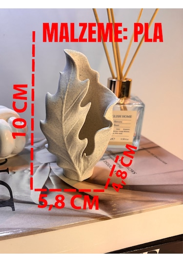 Yaprak Formlu Dekoratif Vazo Mat Mermer Beyaz Minimal Masa Üstü Tasarım