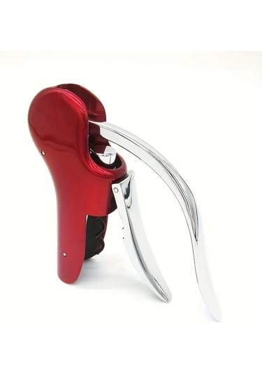 Atay Garagetirbuşon Profesyonel Dökme Demir Şarap Ve Şampanya Mantar Açacağı Güvenli Tutuşlu Gri - Kırmızı