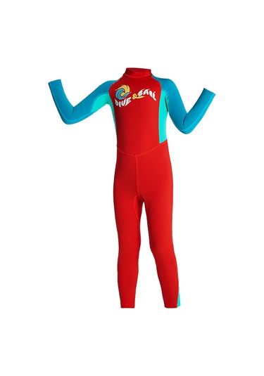 Suntek Çocuklar Wetsuit Suya Dayanıklı Mayo L-kırmızı