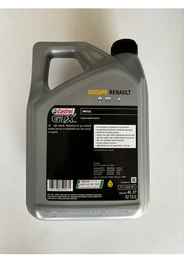 Castrol Gtx 5w-30 Rn720 4lt Motor Yagi Renault Üretim Haziran2024