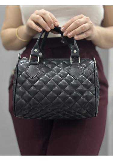 Biçomi Kapaksız Kapitone Siyah Cilt Çanta Siyah