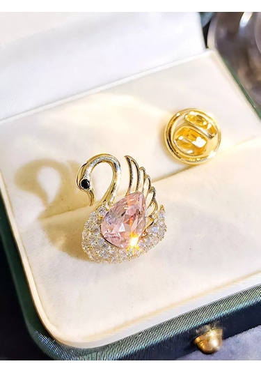 Bijoubijou Kadınlar İçin Broşlar 2 Adet Kuğu 250557527 Altın Rengi