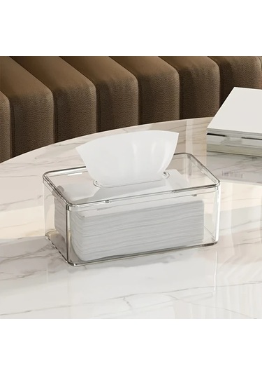 Gateesat Transparen Modern Akrilik Mendil Kutusu Kılıfı Minimalist Tasarım Banyo Oturma Odası Dekor Şeffaf