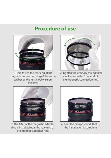 Youtek "82mm Manyetik Filtre Adaptör Halkası - Hızlı Değişim İçin Çift Mıknatıslı Profesyonel Set"