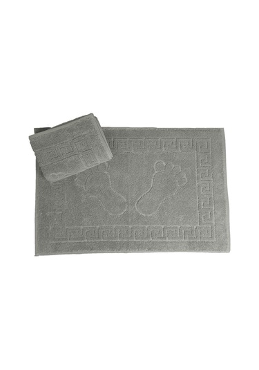 2 Li %100 Pamuklu Banyo Ayak Havlusu Gramajlı Konforlu Gri