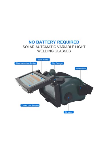 Symbee Güneş Enerjili Otomatik Aydınlanır Argon Kaynak Gözlüğü: İkili Lensli, Li-pilli, Güneş Paneli İle Çelik Isı Ve Işık Koruyucu Kaynakçı Gözlük