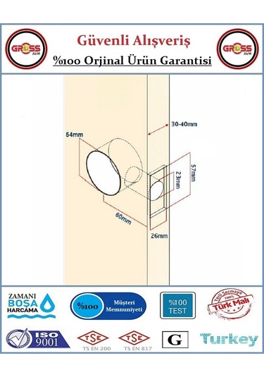 Otel Tipi Topuzlu Tokmaklı Oda Kapı Kilidi - Saten