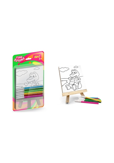 Mini Tuval Boyama Seti 1 Şövale+6 Tuval+6 Keçeli Kalem-red Castle St-01