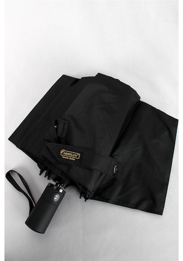 Marlux Ekstra Güçlendirilmiş Tam Otomatik Rüzgar Şemsiyesi 10 Fiber Tel Siyah Mpr2011m Siyah