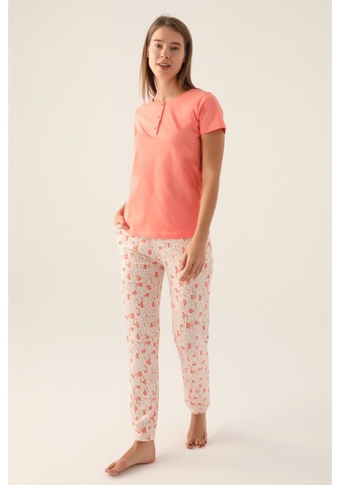 Arnetta 2891 Kadın Kısa Kol Pijama Takımı Somon
