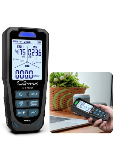 Loyka Emf-01 Profesyonel 3 Eksen Emf & Rf Elektromanyetik Alan Radyasyon Dedektörü Siyah