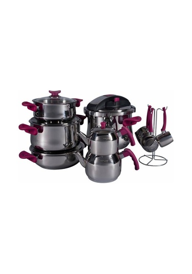 Porland Çelik Çeyiz Seti 16 Parça Luxry Vişne