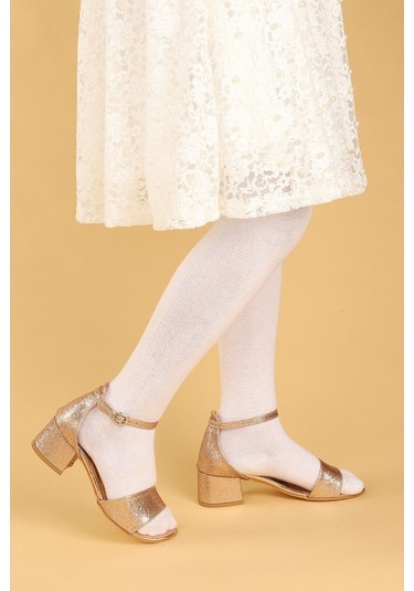 Kiko 769 Kum Simli Günlük Kız Çocuk 3 Cm Topuk Sandalet Ayakkabı Bakır