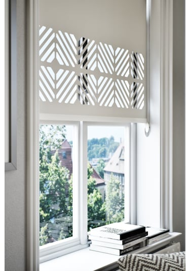 Lazer Kesim Mat Stor Perde, Lazer Kesimli Klasik Serisi, C-201002 Ekru Renk Ekru