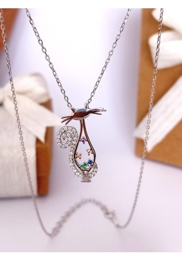 Gümüş Rodyumlu Zirkon Taşlı Kedi Trend Kadın Kolye Öğretmenler Gü