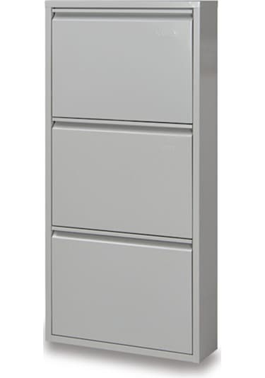 Kaser 3Lü Gri Metal Ayakkabılık Gri