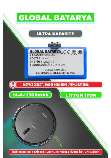 Ecovacs Deebot N79s Batarya 3500mah Ultra Kapasite