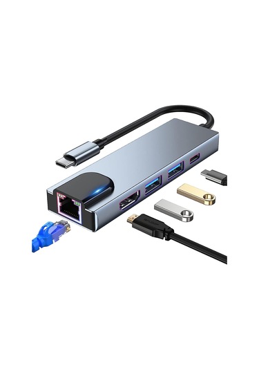 Speeduf Type C Hub Çoklu Bağlantı Noktalı Adaptör, 5'i 1 Arada