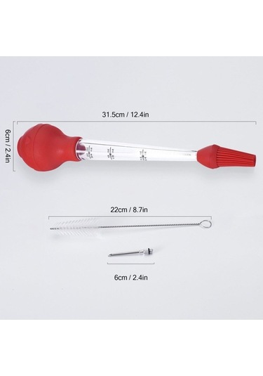 Pazly Yeşil Silikon Hindi Baharat Pompası, İğne İzgara Aleti, Temizleme Fırçası Ve Yağ Damlama Tüpü Şükran Günü Seti Yeşil