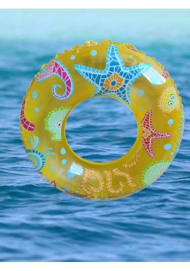 Sarı Hayvanlı Desenli Şişme Deniz Simiti, Havuz Can Simiti 0-3 Yaş Sarı