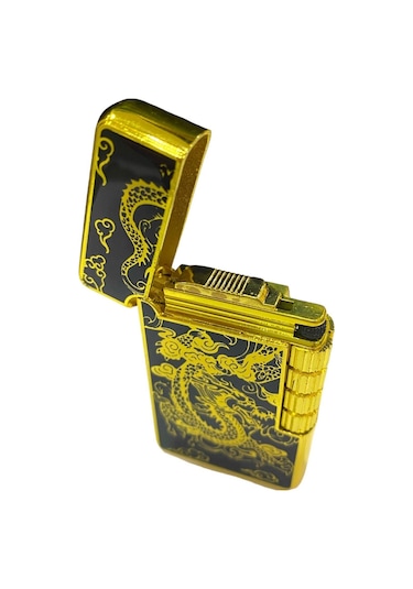 Silvio Monetti Sarı Siyah Ejderha Desenli Yandan Çarklı Gazlı Çakmak 109308