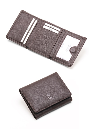 Ancora Leather Hakiki Deri Gizli Mıknatıslı Ünisex Cüzdan-46200 Kahve