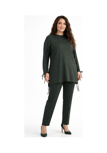 Baglan Kadın Taşlı Tunik Pantolon Takım Bgl-st05429 Yeşil
