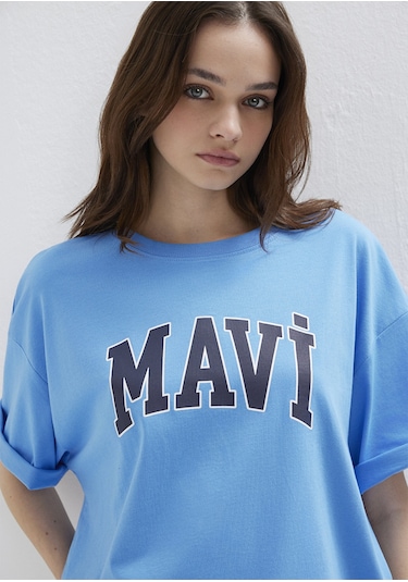 Mavi - Mavi Logo Baskılı Mavi Tişört 1600843-91478 Mavi