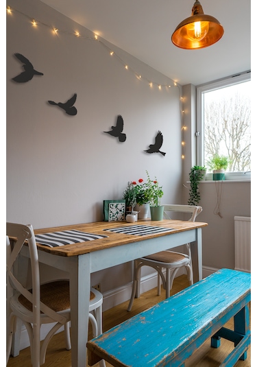 Dekoratif 4'lü Kuş Duvar Süsü Duvar Dekoru