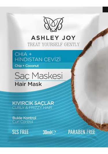 Ashley Joy Chia Tohumu İçeren Kıvırcık Saçlara Özel Bukle Kontrol Saç Maskesi 30 ML