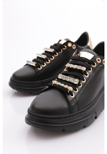 Dgn Es864 Kadin Kalin Kristal Taşli Sneakers Ayakkabi ES864-2007-R123499 Siyah