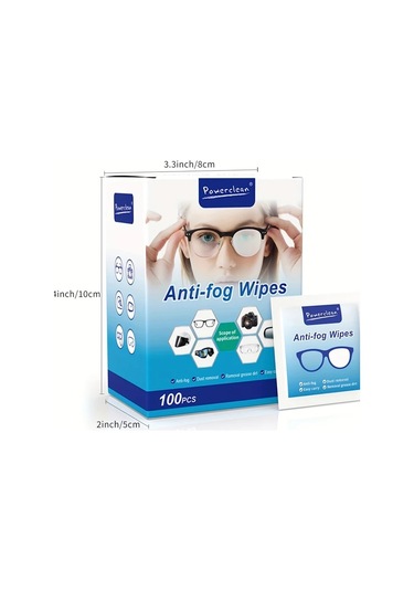 Elmpaly 100 Adet Gözlük Temizleme Mendili Nemlendirilmiş Tek Paket Çiziksiz Lekesiz Buğu Önleyici Gözlük Maske Kamera Lensi İçin