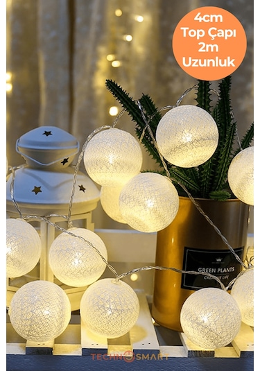 Technosmart 10 Led Pilli Dekoratif Top Işık Zinciri Sarı