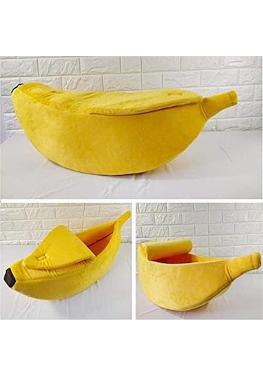 Leezsing Sevimli Muz Şeklinde Kedi Yuvası Evcil Hayvan Yatağı Yavru Kedi Sıcak Ev Yatağı Kış İçin Yumuşak Sıcak Kedi Yatağı Sevimli Evcil Hayvan Malzemeleri