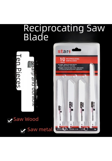 Hombey 10 Adet Çift Taraflı Testere Bladesi - Ahşap, Metal Ve Plastik Kesim İçin Kaliteli Farklı Dişli Testere Seti