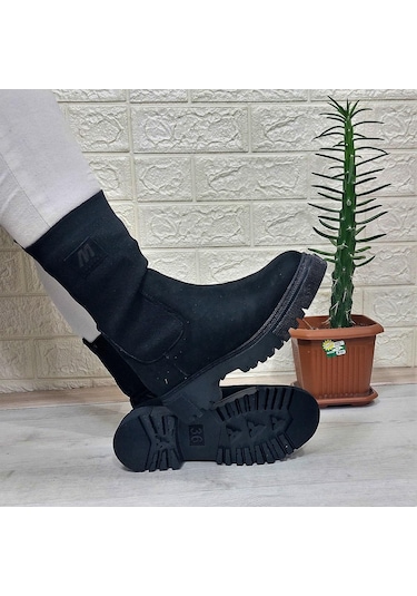 M.p 2746 Siyah Süet Bilekten Lastikli 27cm Bayan Bot 001