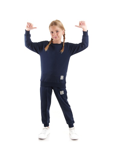 Ahengim Kız Çocuk Back To School Pamuklu Trend Eşofman Takımı Ak2529 Lacivert